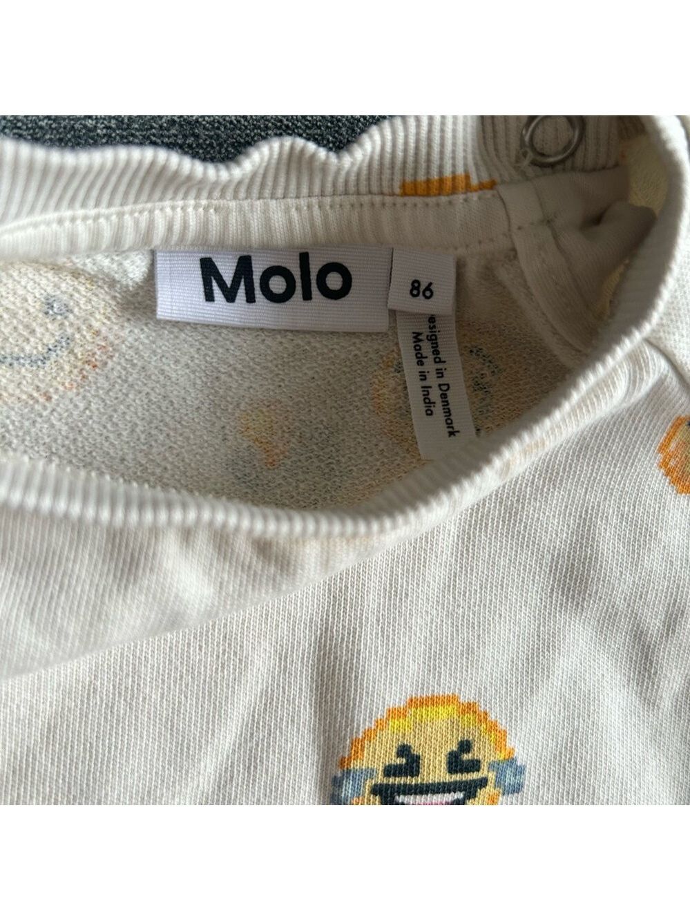 Molo Kids Sweatshirt Cream Yellow Emoji Disc - Picture 3 of 7
